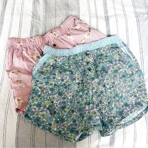 Set of 2 NWOT PJ place pajama boxer shorts 100% cotton medium floral dog striped